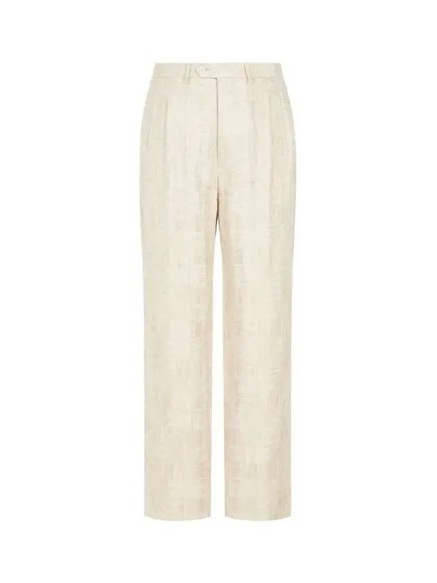 Men s two tuck jacquard linen pants light beige - GIORGIO ARMANI - BALAAN 1