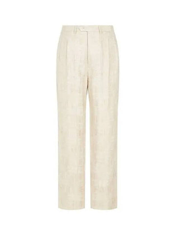 Men s two tuck jacquard linen pants light beige - GIORGIO ARMANI - BALAAN 1