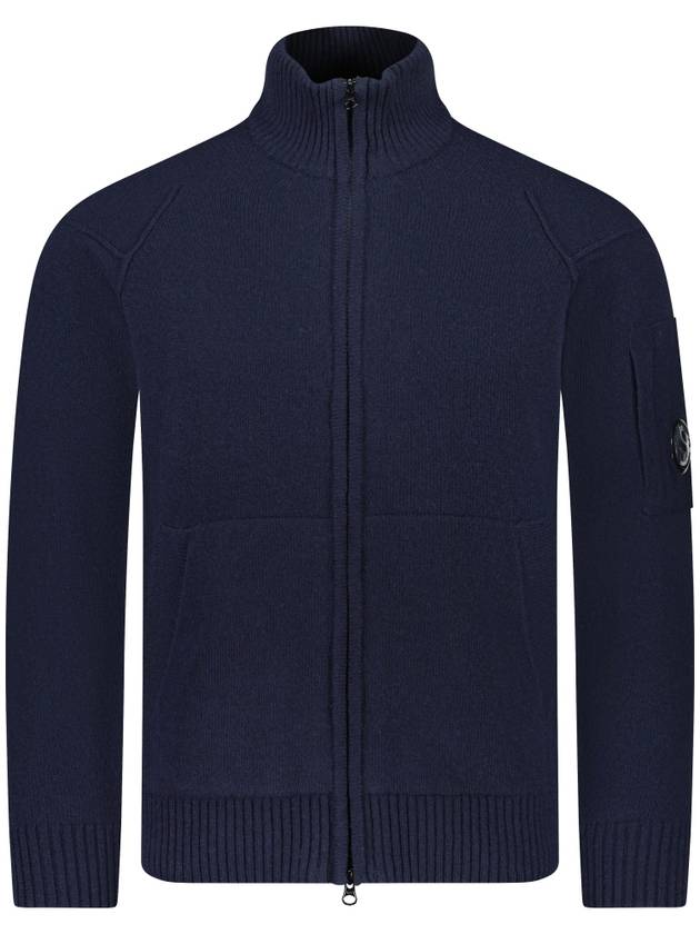 Lambswool GRS Zipped Cardigan Navy - CP COMPANY - BALAAN 2