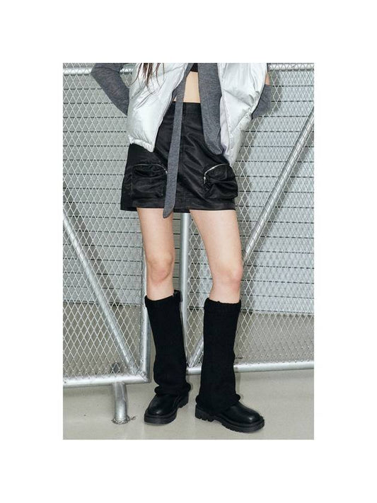 Nylon Pocket Zipper Short H-line Skirt Black - DIAIRE - BALAAN 1
