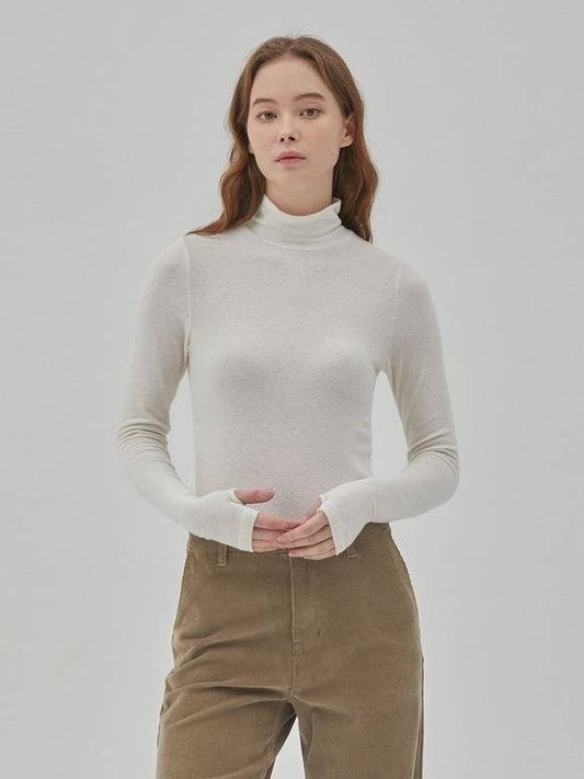 RYUL+WAI: Angora Warmer High Neck Top Ivory - RYUL+WAI: - BALAAN 1