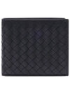 Intrecciato Calf Leather Half Wallet Black - BOTTEGA VENETA - BALAAN 2