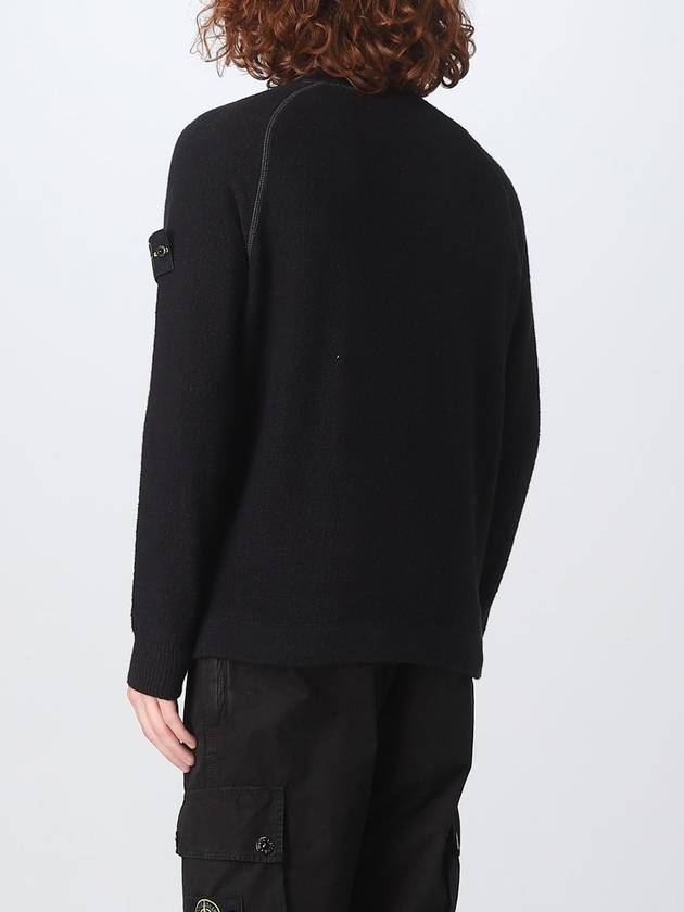 Raw Cotton Badge Crew Neck Knit Top Black - STONE ISLAND - BALAAN 3