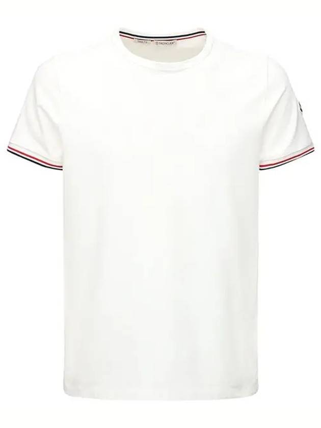 Logo Patch Tricolor Edge Sleeve Cotton White TShirt - MONCLER - BALAAN 1