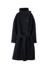 High-Neck Belted Wool Single Coat Black - ACNE STUDIOS - BALAAN 2