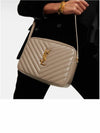 Women's Logo Gold Hardware Lou Camera Quilted Leather Shoulder Bag Beige - SAINT LAURENT - BALAAN 3