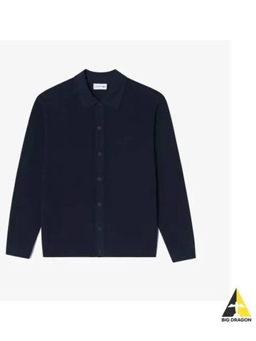 Men s Shirt Collar Cardigan Navy - LACOSTE - BALAAN 1