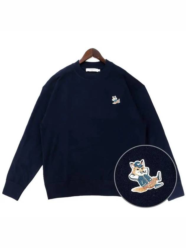 Men s Dressed Fox Knit KM00503KT1036 NAVY 271464 - MAISON KITSUNE - BALAAN 1