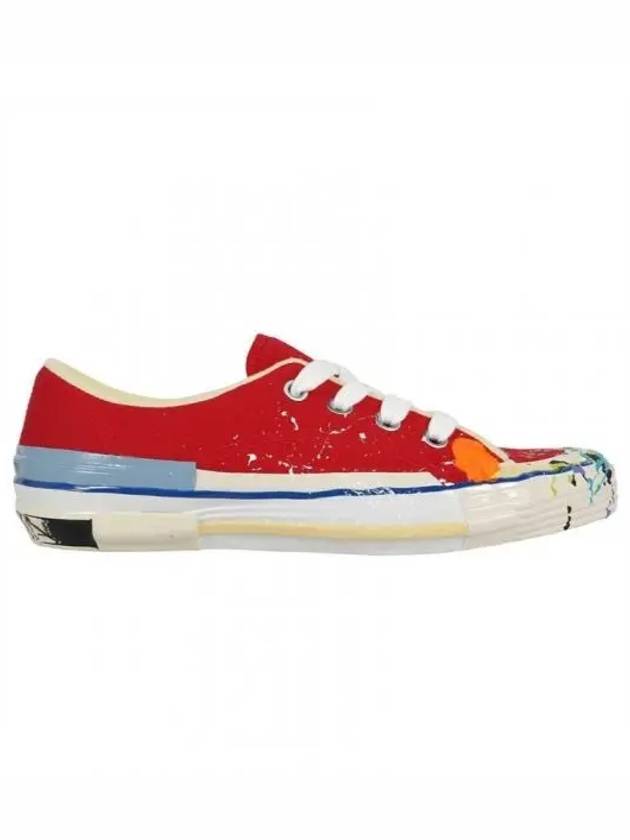 Men s Paint Splatter Low Top Sneakers Red FM SKIK00CAGD - LANVIN - BALAAN 1