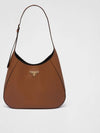 Topstitching Triangle Logo Large Leather Shoulder Bag Brown - PRADA - BALAAN 2