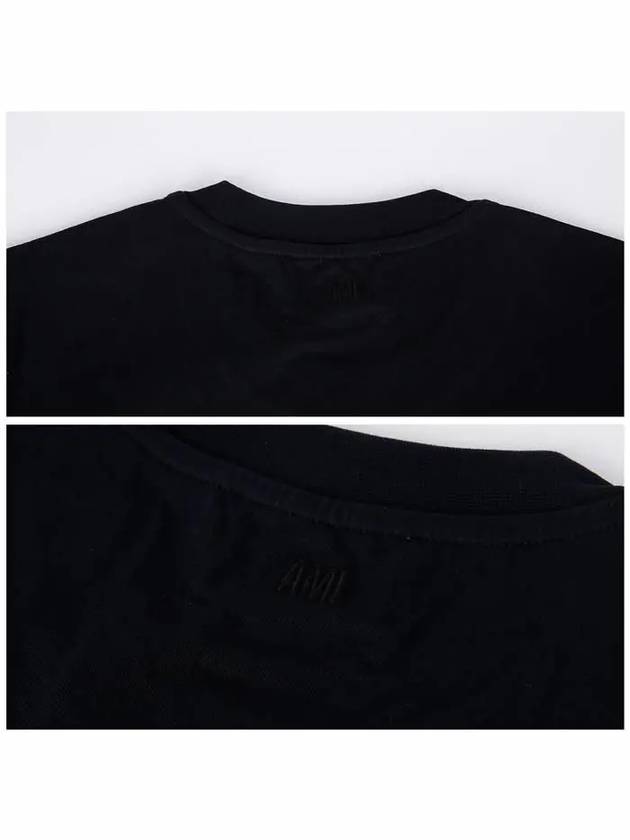 Tone On Tone Heart Logo Organic Cotton Short Sleeve T-Shirt Black - AMI - BALAAN 9