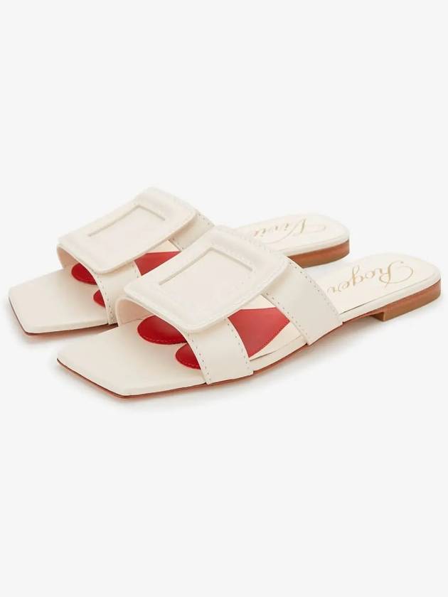 Stitched Buckle Leather Mule Offwhite - ROGER VIVIER - BALAAN 3