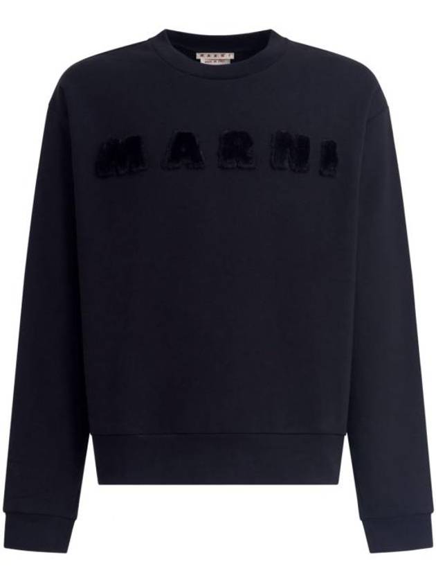 Fur Effect Logo Cotton Sweatshirt Black - MARNI - BALAAN 2