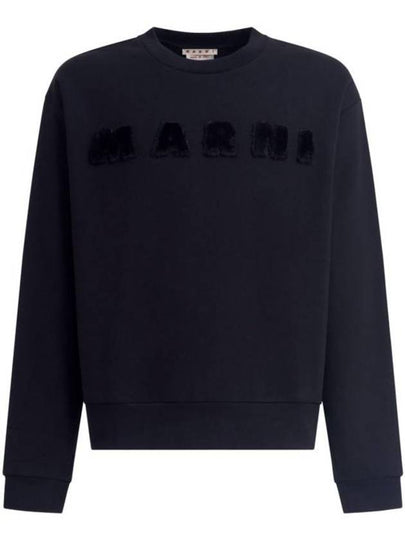 Fur Effect Logo Cotton Sweatshirt Black - MARNI - BALAAN 2