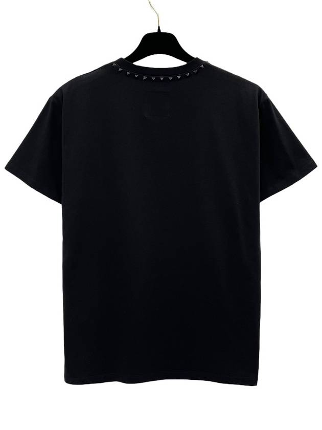 Men's Untitled Studded Crew Neck Cotton Short Sleeve T-Shirt Black - VALENTINO - BALAAN 3