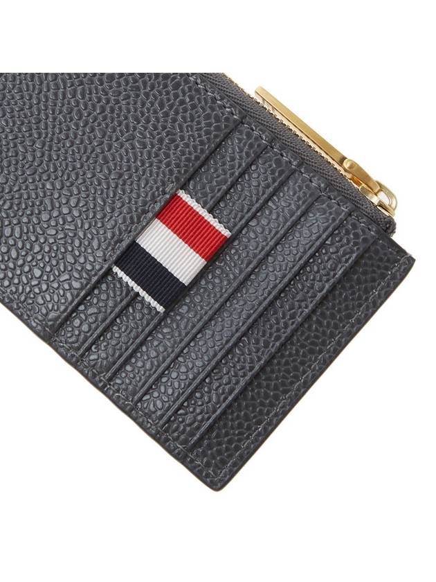 Paper Label Zipper Card Wallet Grey - THOM BROWNE - BALAAN 9