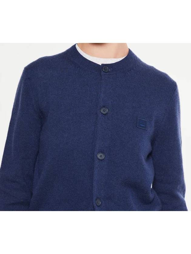 Face Logo Wool Cardigan Blue Women s - ACNE STUDIOS - BALAAN 4