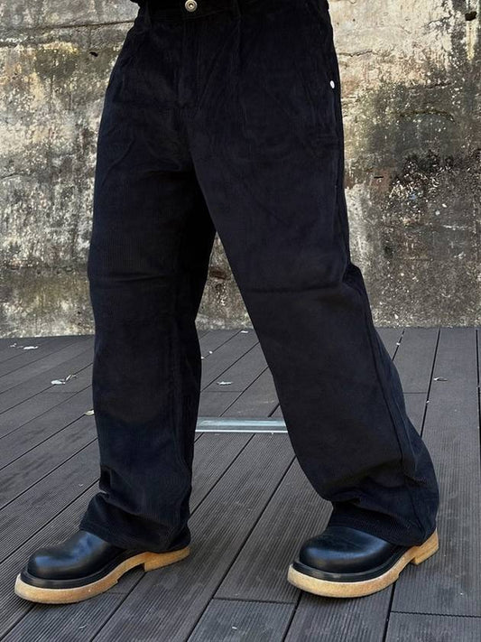 PINTUCK WIDE CORDUROY PANTS BLACK - PEACEOFMIND - BALAAN 1