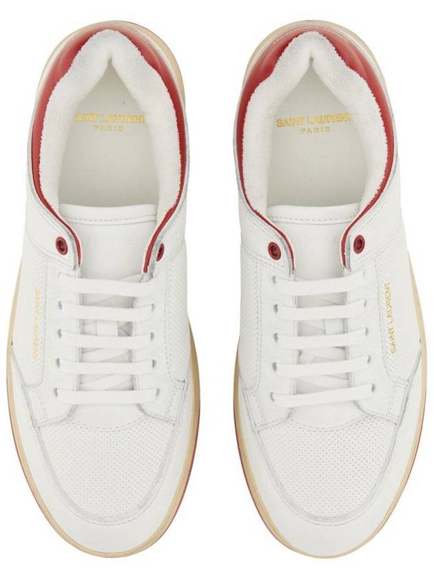 Logo Calf Leather Low Top Sneakers White - SAINT LAURENT - BALAAN 13