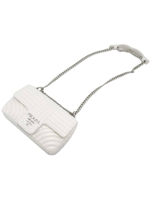 Prada 1BD108 PERVINCA White Nappa Silver Diagram Medium Chain Shoulder Bag - PRADA - BALAAN 5