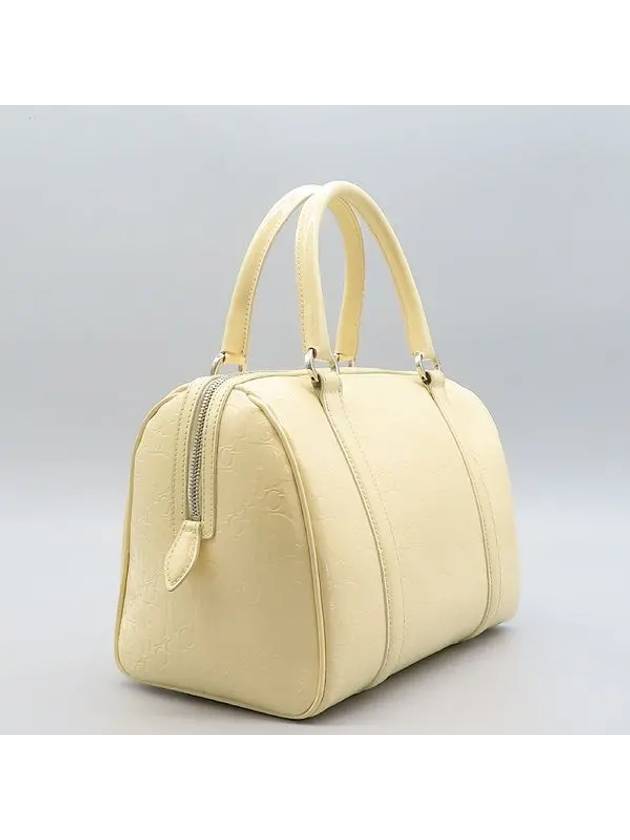 EMP449686 Light beige color patent trotter pattern Boston tote bag - DIOR - BALAAN 3