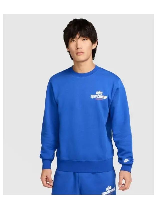 Club Fleece Crewneck Sweatshirt Blue - NIKE - BALAAN 2