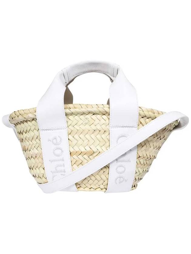 Sense Small Raffia Tote Bag Beige White - CHLOE - BALAAN 3