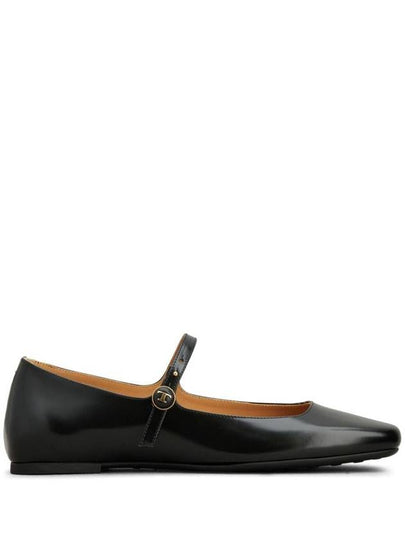 T Logo Mary Jane Flat Black - TOD'S - BALAAN 2