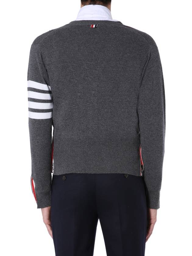 Men's Diagonal Classic Cashmere Cardigan Mid Grey - THOM BROWNE - BALAAN 6