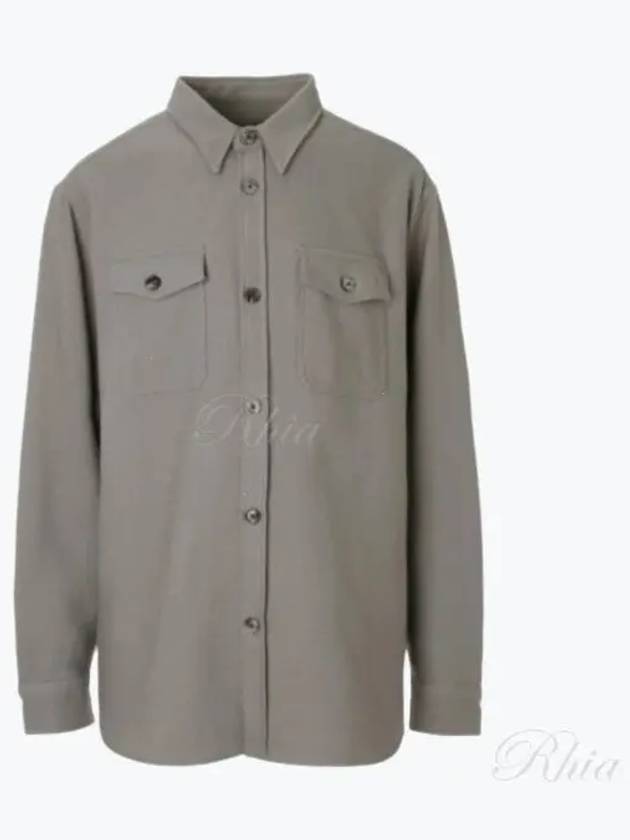 Chest Pocket Wool Shirt Jacket Grey - AMI - BALAAN 2