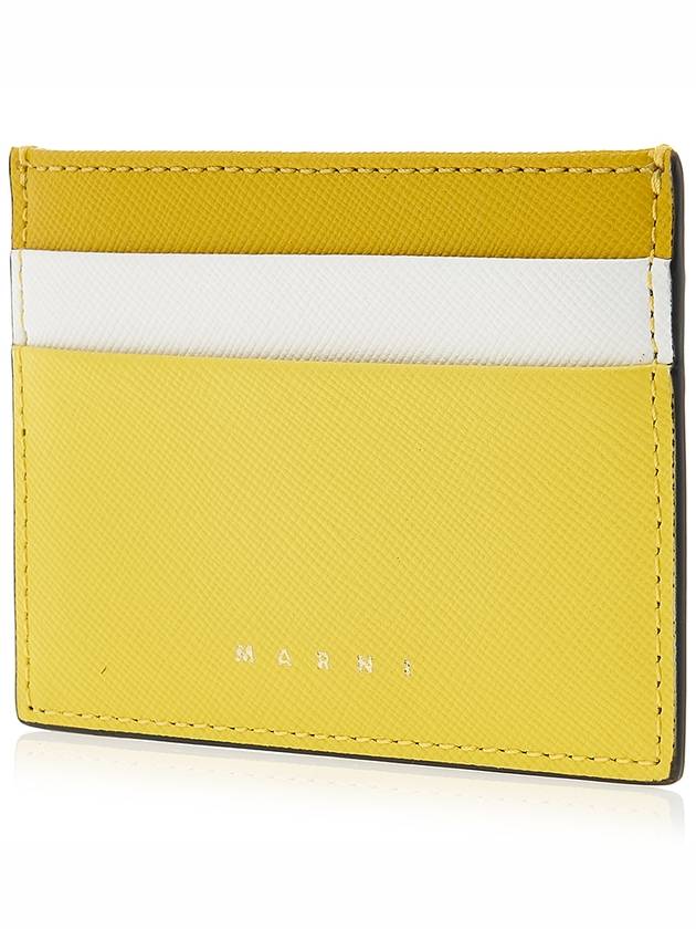 Saffiano Color Block Card Wallet Yellow - MARNI - BALAAN 3