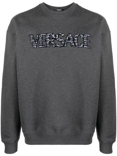 Embroidery Sweatshirt 10125571A09048 1E210 DARK GRAY MELANGE - VERSACE - BALAAN 1