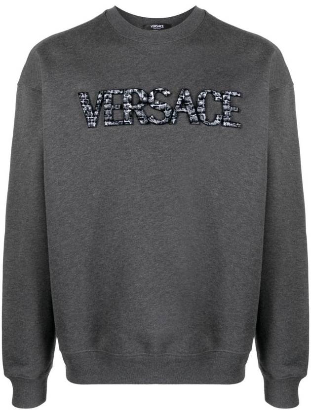 Embroidery Sweatshirt 10125571A09048 1E210 DARK GRAY MELANGE - VERSACE - BALAAN 1