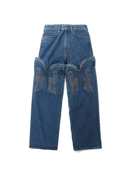 Y Project Classic MAXI COWBOY CUFF JEANS JEAN36S24 Navy Classic Maxi Cowboy Cuff Jeans - Y/PROJECT - BALAAN 1