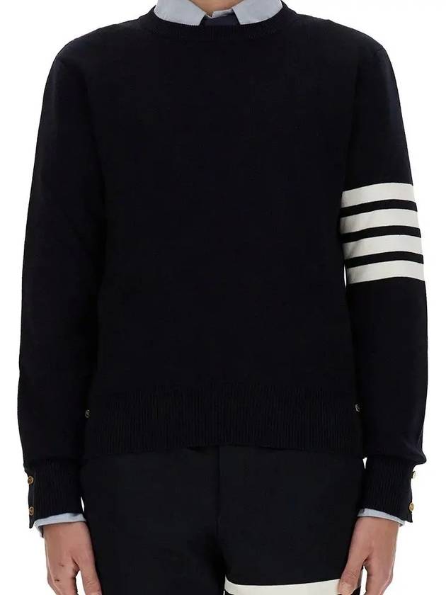 4 Bar Armband Milano Stitch Knit Top Navy - THOM BROWNE - BALAAN 3