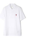 Small Heart Logo Polo Shirt White - AMI - BALAAN 2