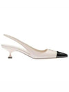 Logo Patent Leather Slingback Heels White Black - MIU MIU - BALAAN 2