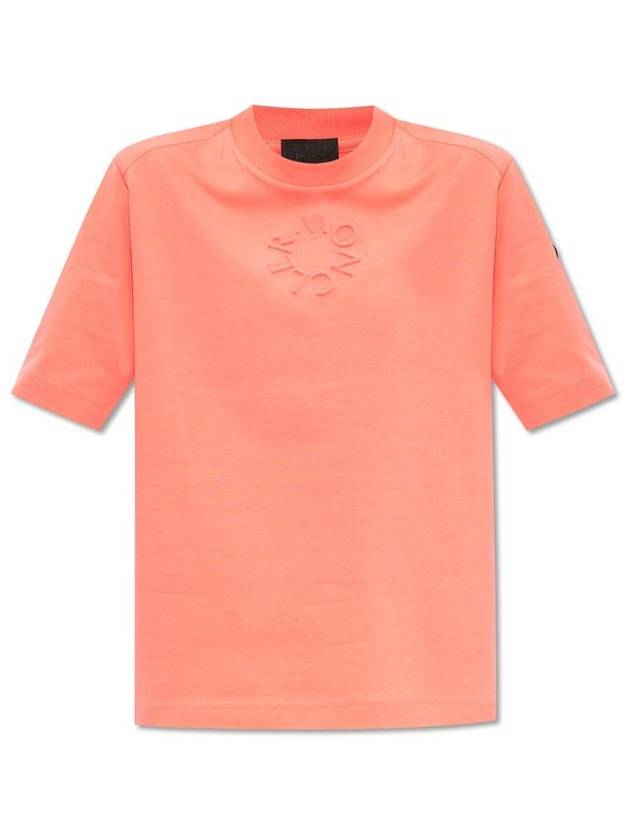 Embossed Logo Short Sleeve T-Shirt Pink - MONCLER - BALAAN 1