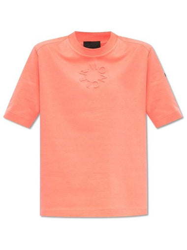 Embossed Logo Short Sleeve T-Shirt Pink - MONCLER - BALAAN 1