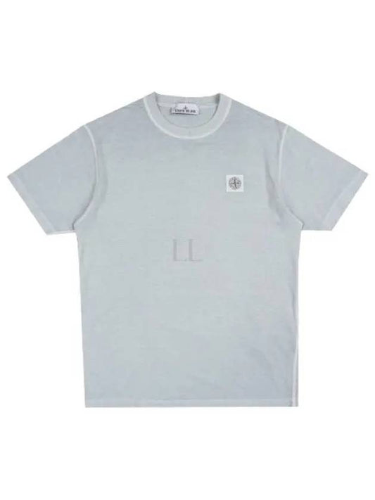 Organic Cotton Short Sleeve T-Shirt Sky Blue - STONE ISLAND - BALAAN 2