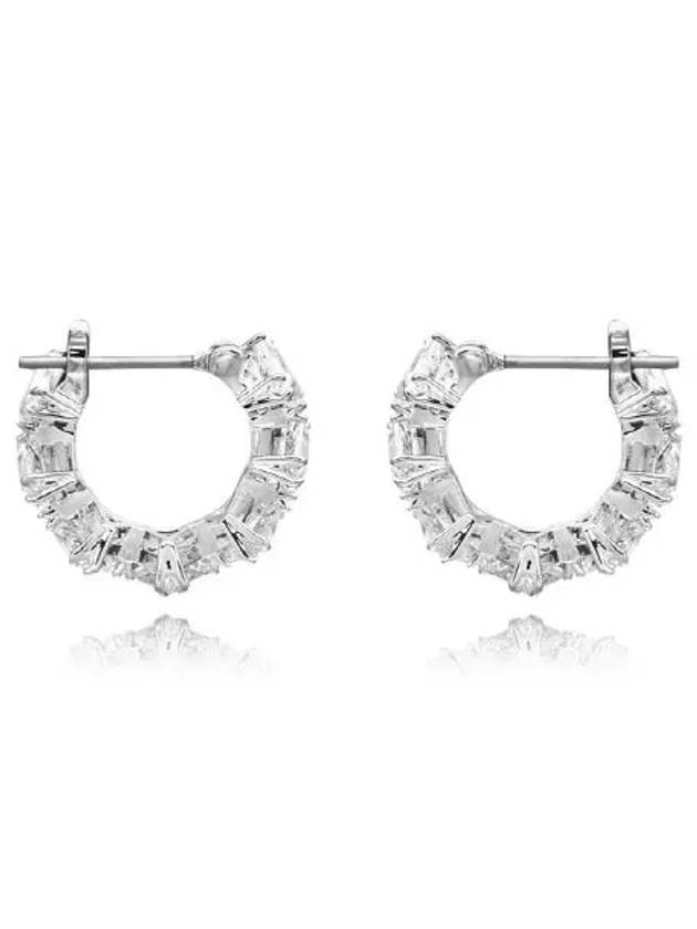 Matrix Triangle Cut Small Hoop Earrings Silver - SWAROVSKI - BALAAN 4