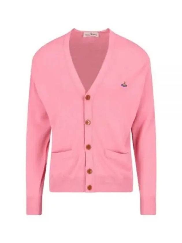 Embroidery Logo Fine Wool Cardigan Pink - VIVIENNE WESTWOOD - BALAAN 2