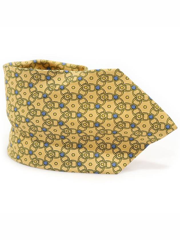 7575 SA 100 Silk Yellow Chain Dot Pattern Tie - HERMES - BALAAN 1