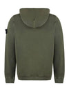 Old Effect Cotton Diagonal Fleece Hoodie Green - STONE ISLAND - BALAAN 3