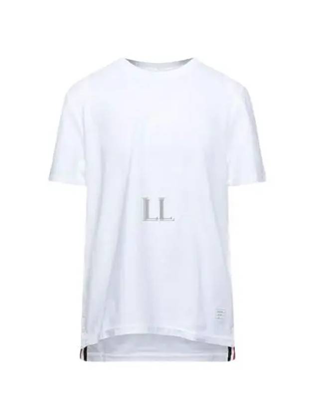 Men's Center Back Striped Short Sleeve T-Shirt White - THOM BROWNE - BALAAN 2