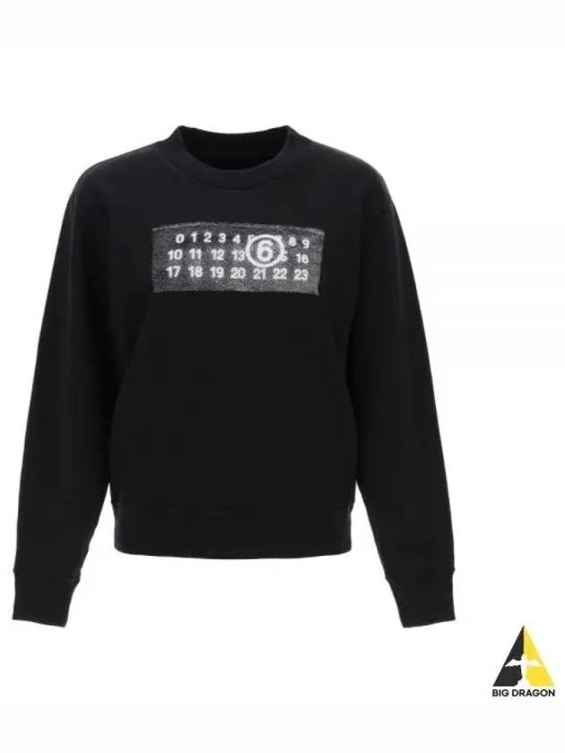 Number Logo Print Cotton Sweatshirt Black - MAISON MARGIELA - BALAAN 2