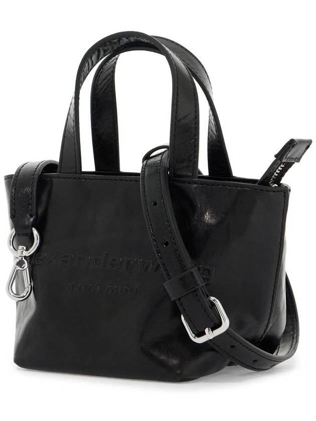 Punch Embossed Logo Mini Leather Tote Bag Black - ALEXANDER WANG - BALAAN 4