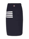 Fine Merino Wool Link Stitch Pencil Skirt Navy - THOM BROWNE - BALAAN 4