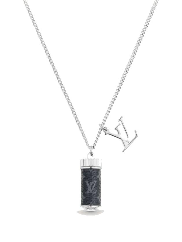 Men's Monogram Eclipse Charms Necklace Silver - LOUIS VUITTON - BALAAN.