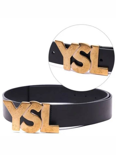 Big Logo Leather Belt Black - SAINT LAURENT - BALAAN 2